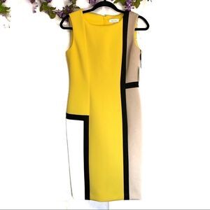 Calvin Klein Dress Colorblocked Crepe Sheath Dress